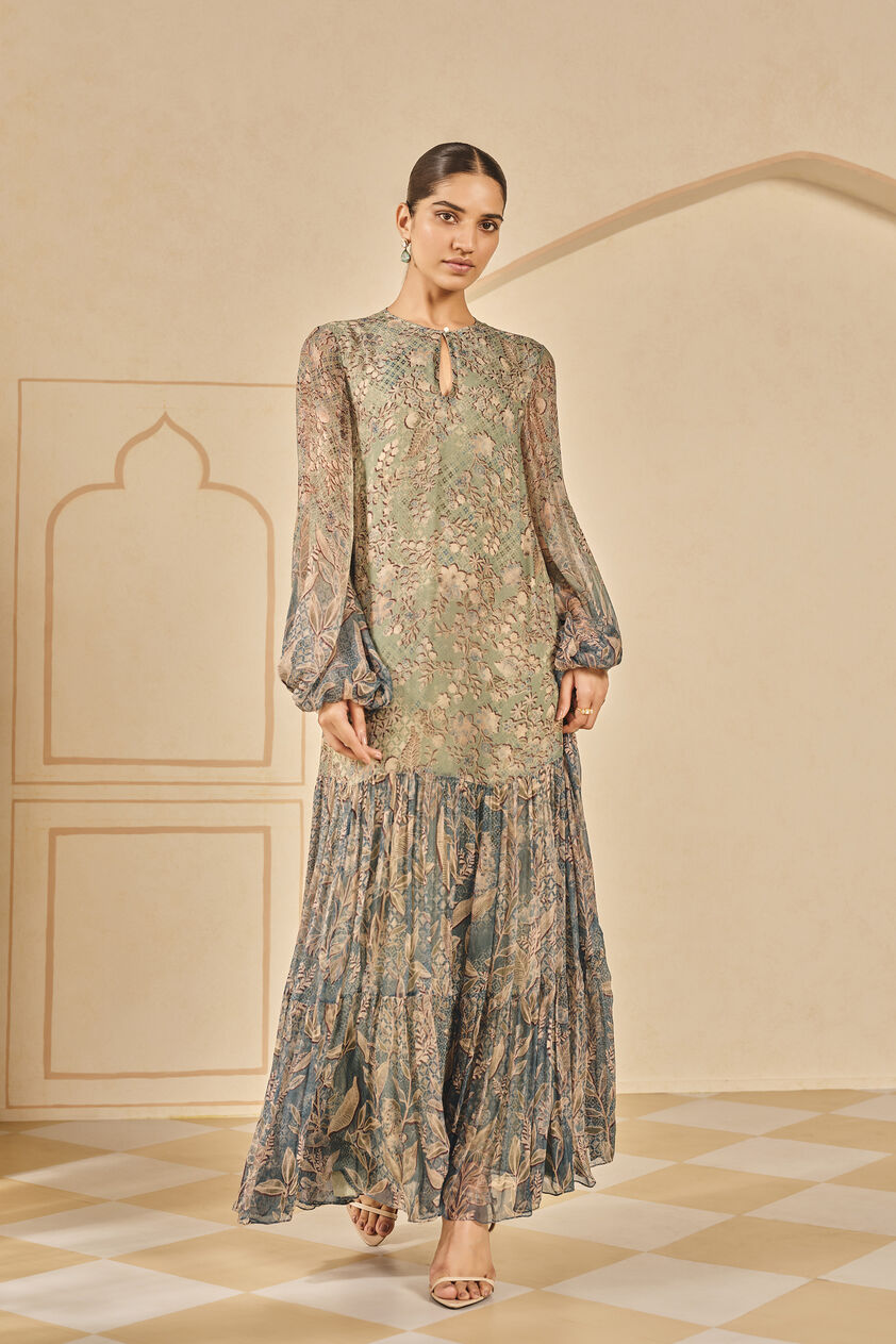 Sylva Printed Kaftan - Powder Blue, Powder Blue, image 1